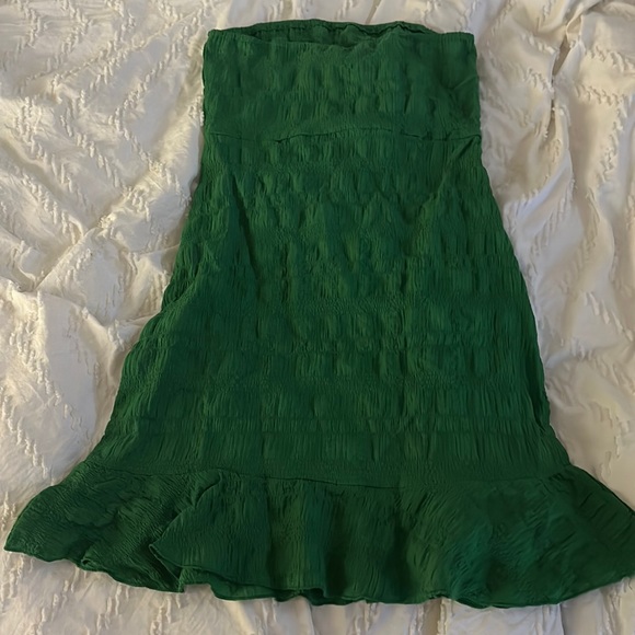 strapless ruffled dress in green main image 1